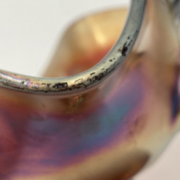 Antique Dugan Carnival Glass Amethyst Question Marks 2 Handles Bonbon Dish 1900c - Picture 16 of 16